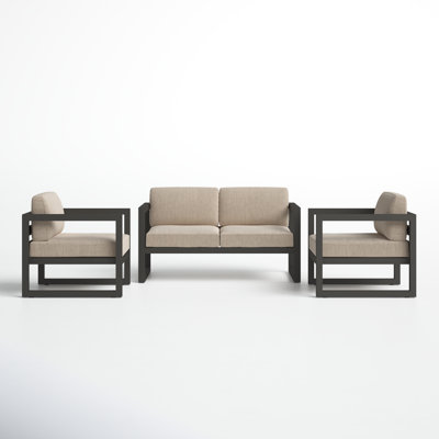 Smith 3 Piece Sofa Seating Group with Sunbrella Cushions by AllModern