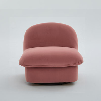 Comfy Pumpkin-Shaped Swivel Tamela with 360-Degree Metal Base and Velvet Upholstery for Living Room, Bedroom, or Office