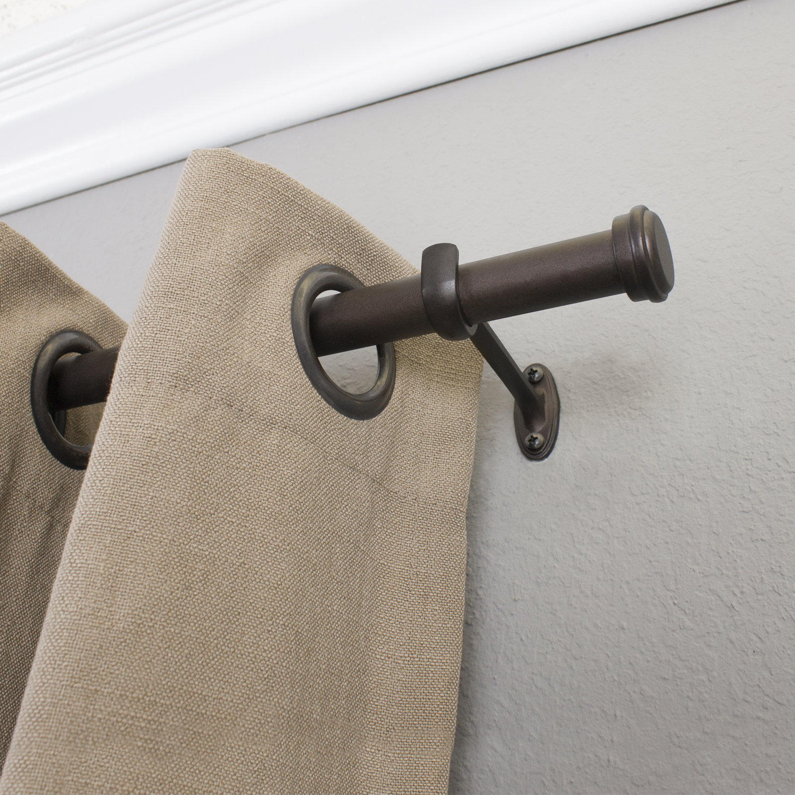 Linc Metal Single Curtain Rod, Copper, 18"-36" W