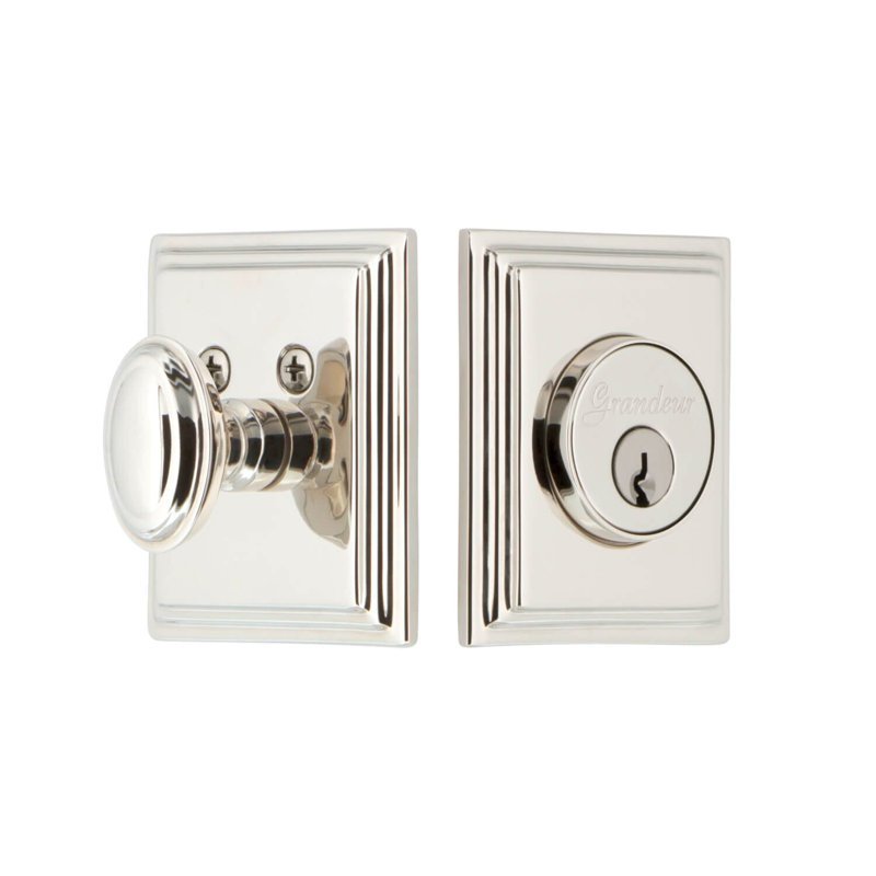 Pêne dormant à cylindre simple avec rosette carrée Carre, 2.375", Nickel poli