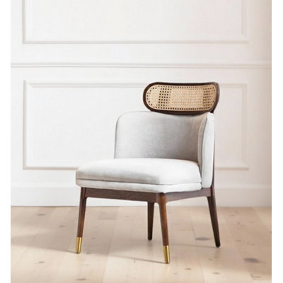 Nordic Style Solid Wood Rattan & Linen Home Leisure Chair