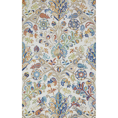 Acacia Floral Handmade Tufted Wool Blue/Beige/Green Rug