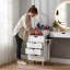 Armoire de rangement pour salon 4 couches avec 2 supports pour sèche-cheveux, 4 tiroirs et pieds surélevés - Organisateur de coiffeuse Barber