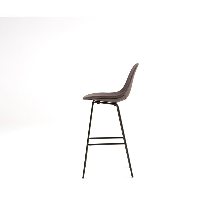 TA Upholstered Bar & Counter Stool, Bar Height (29.5" Seat Height), Dark Gray, Black