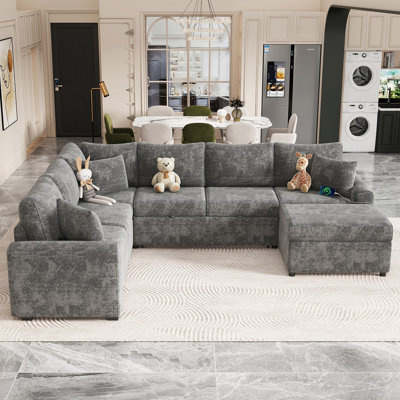 Sectional Sofa, Pull-Out Sofa Bed, Sleeper With A Storage Ottoman, Modern Sofa