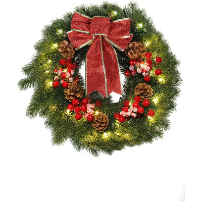 Faux Lighted Pinecones 15.75'' Wreath