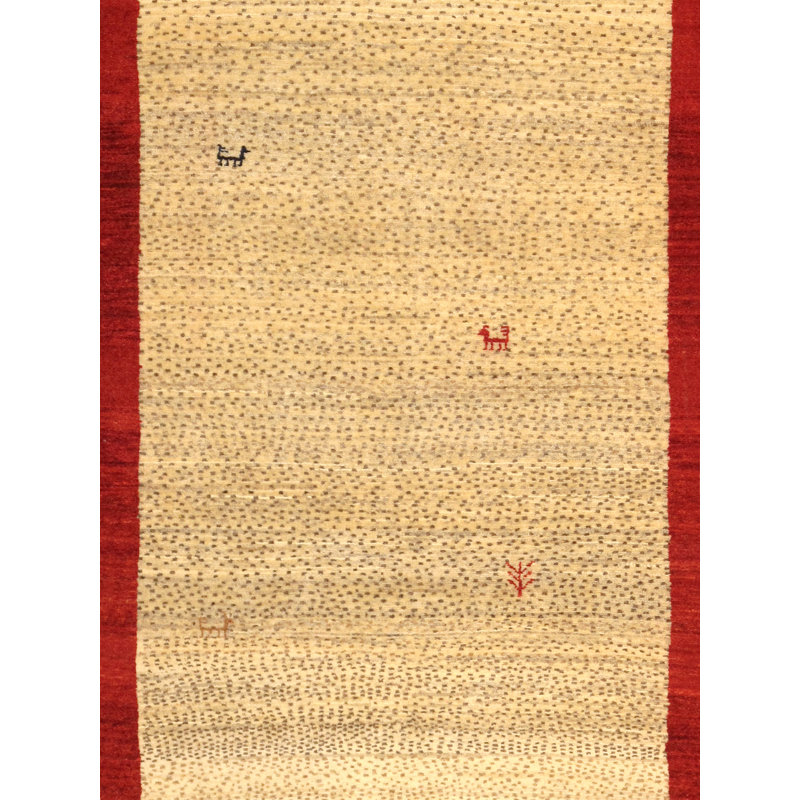 Tribal Hand Knotted Wool Area Rug in Ivory