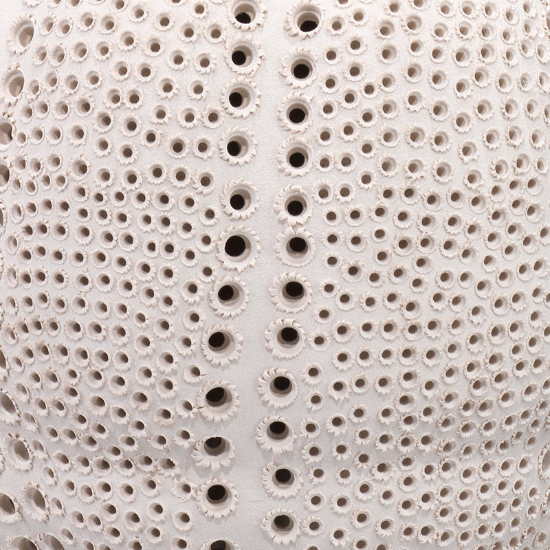 White Porcelain Table Lamp with Linen Drum Shade