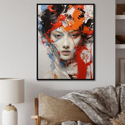 Art japonais Japon, dessin d'art dramatique de femme kabaki II - Portrait sur toile