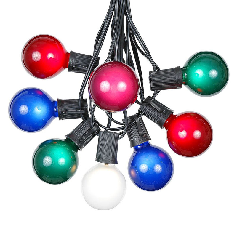 Guirlande de 25 lumières sphériques d'extérieur 25 pi, Multicolore, Vert