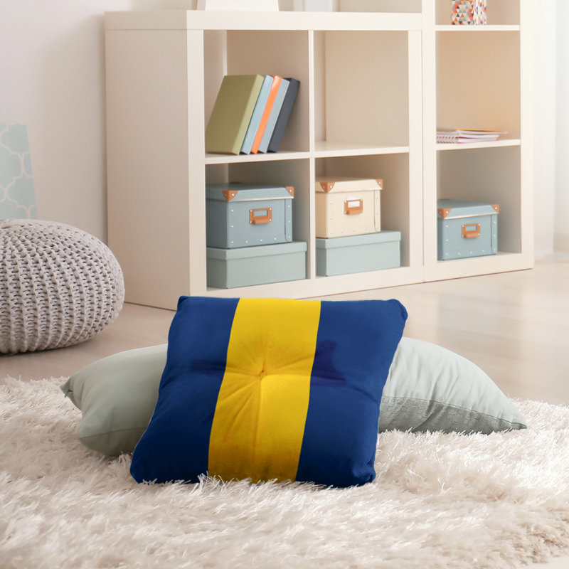  Coussin de sol touffeté, 30 po x 30 po, Bleu / doré