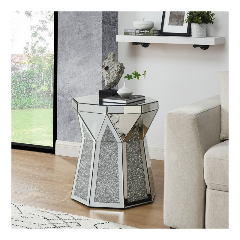 Coffee Table With Mirror Crystal Inlay