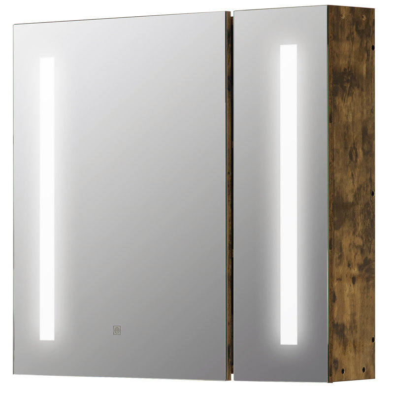 Armoire à pharmacie murale polyvalente avec miroir, lumières DEL et tablettes réglables pour le rangement et l'organisation de la salle de bain.