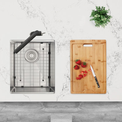 STYLISH 15 inch Workstation Single Bowl Undermount 16G Kitchen Sink with Built in Accessories