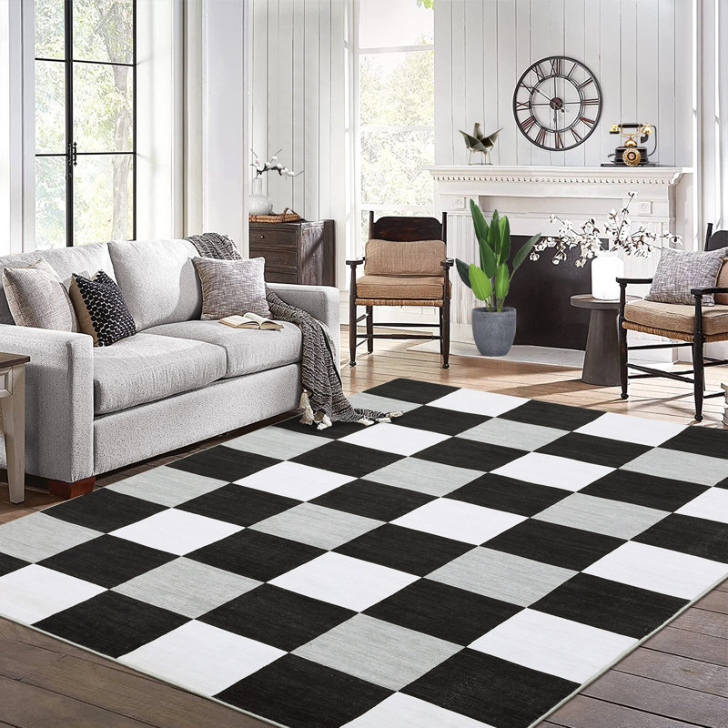 Tapis à carreaux lavable à la machine Randolph, Rectangle 9 pi x 12 pi