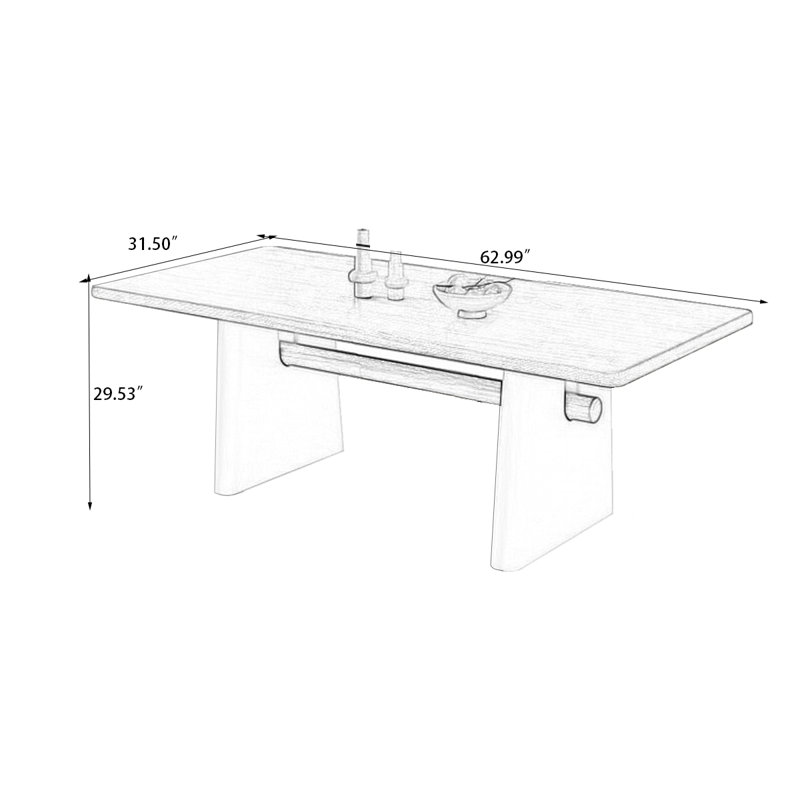 Table de salle à manger rectangulaire, H 29,53 po x L 62,99 po x l 31,5 po, Noir, noir, noir, noir