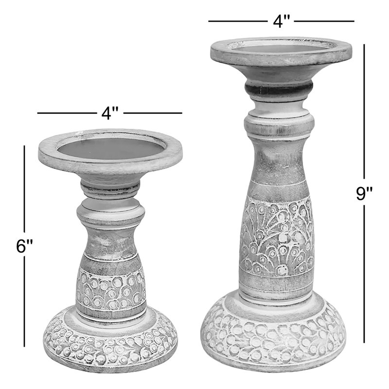 9'' H Wood Tabletop Candlestick