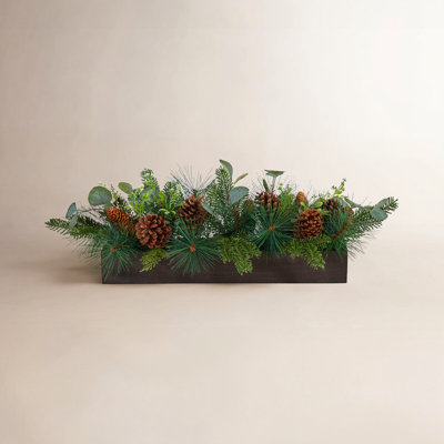 10'' Faux Pine Plant in Wood Planter