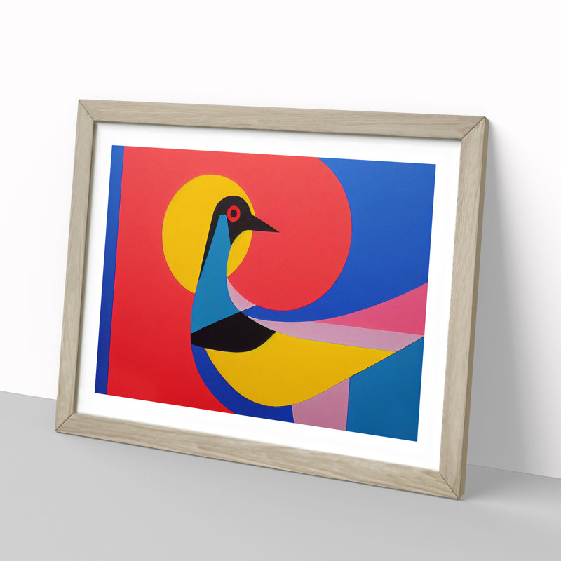 Dove Bird Abstract Vol.2 - Single Picture Frame Print, 34cm H x 46cm W, Oak