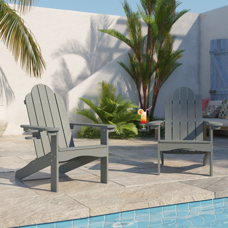 Chaise Adirondack en plastique Hackneyville, Gris clair
