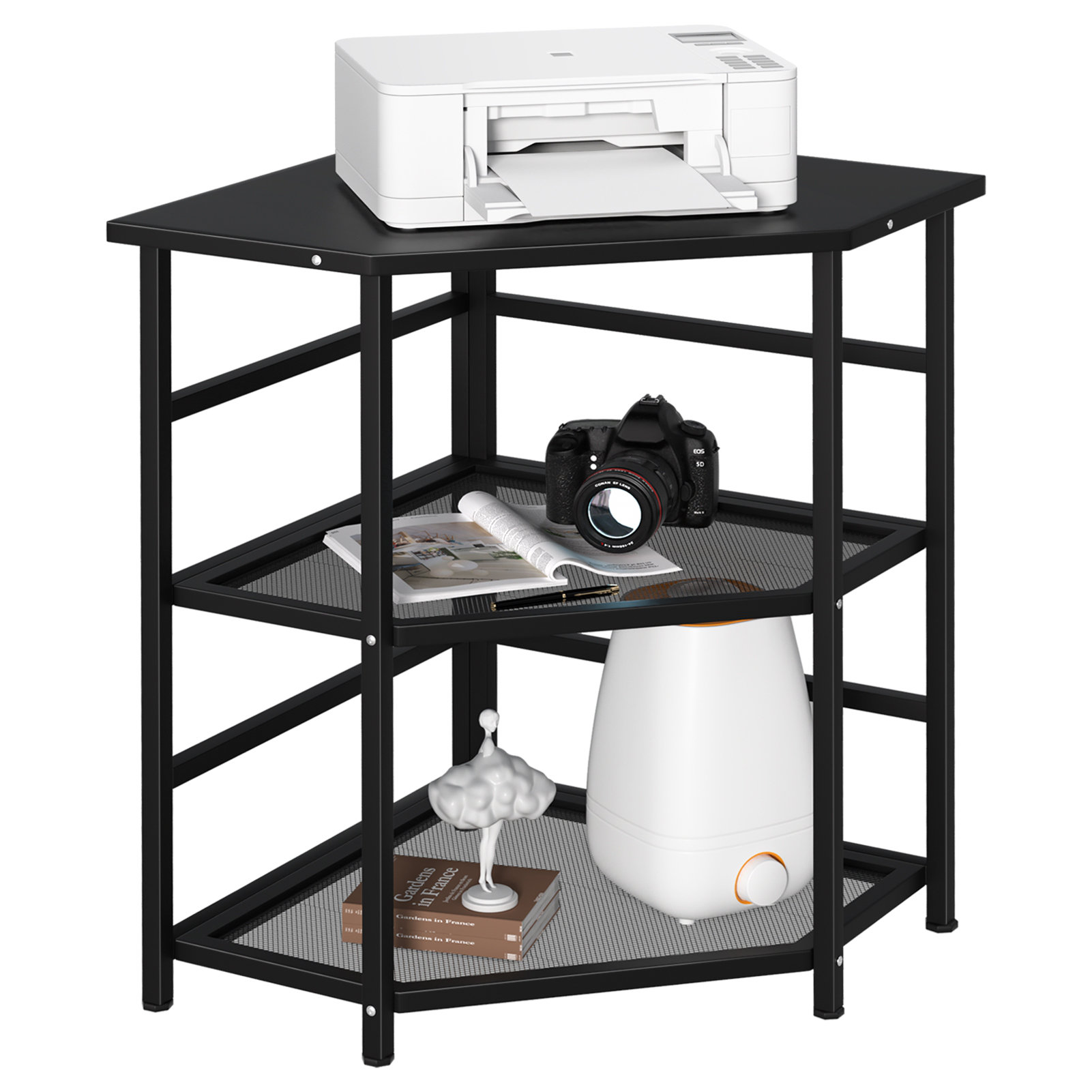 Latitude Run® Computer Tower CPU Stand, Corner Printer Stand Table with ...