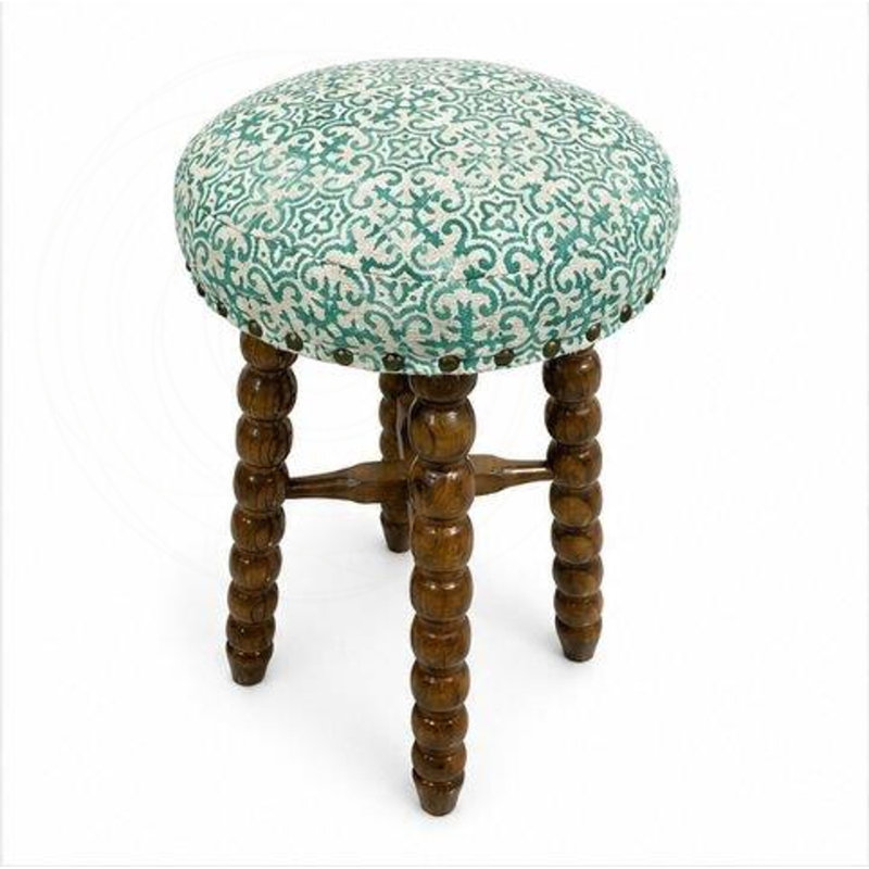 Tabouret de bar en bois d'acacia massif Spindle, Bleu