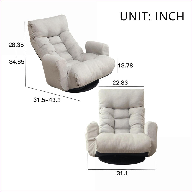 Fauteuil de jeu réglable paresseux - Chaise longue rotative à 360 ° | Gris | Courbé