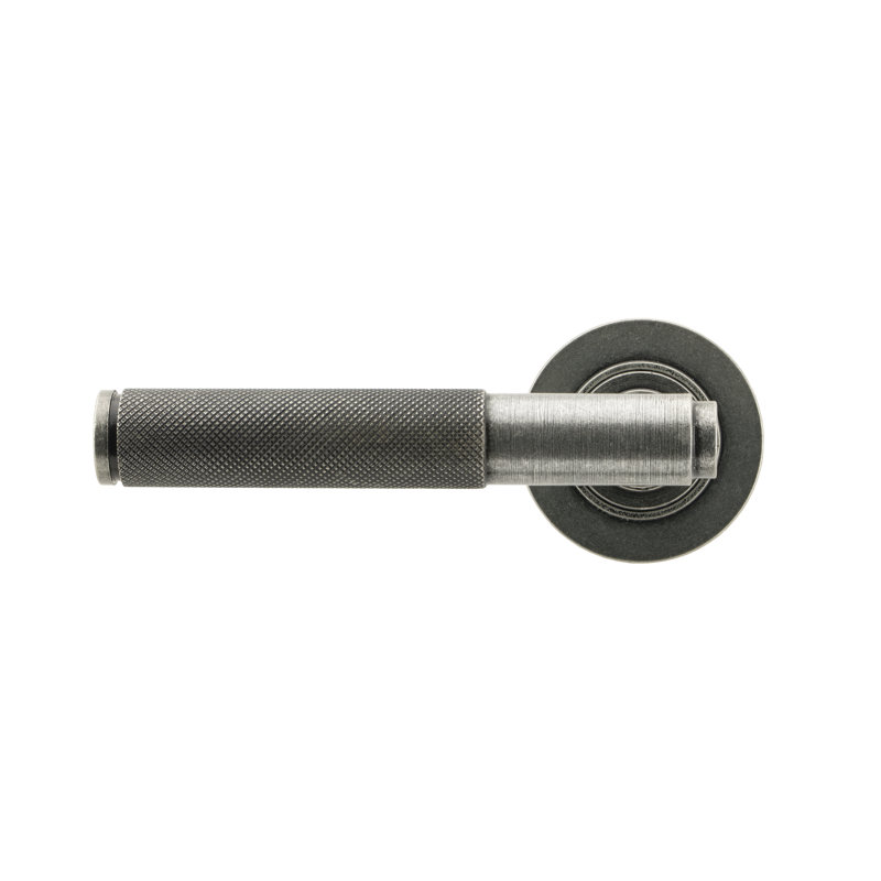 Brompton Lever on Rose Set (Plain), Pewter Patina