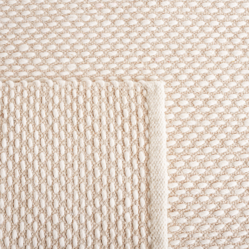 Razika Flat Weave Wool/Cotton Rug in Ivory, Rectangle 5' x 8'