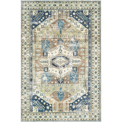Tapis oriental brun / bleu marine