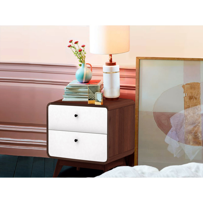 Maja 51cm W Bedside Table, Walnut/White