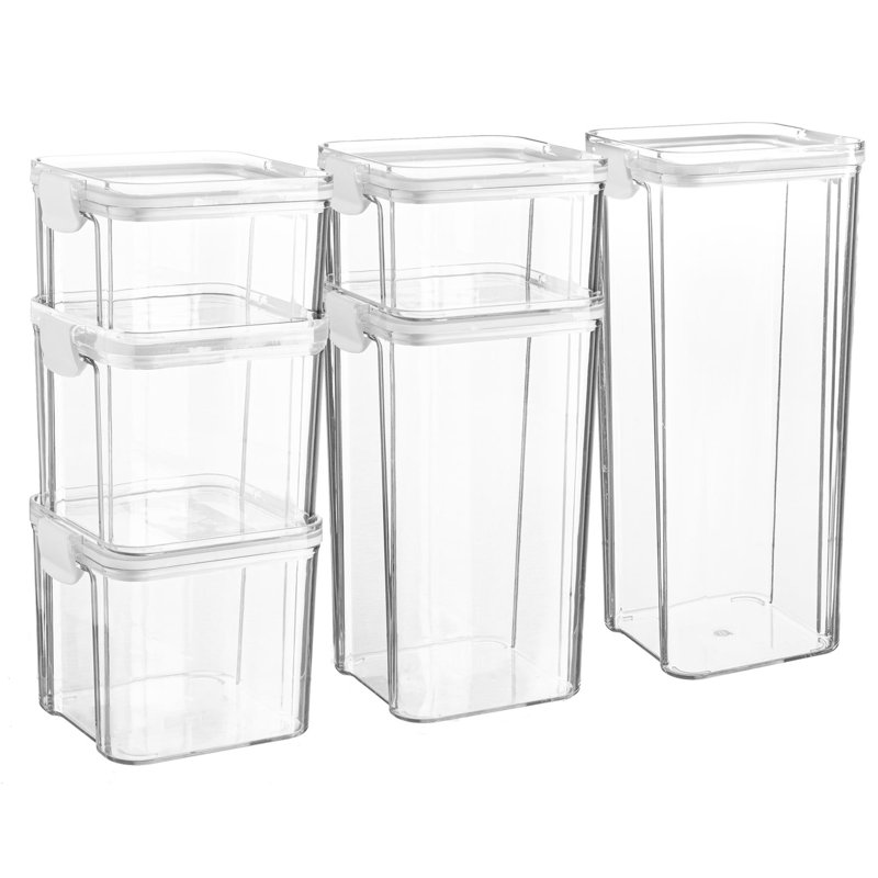 Argon Tableware Food Storage Container - Set of 6 - (4 Sizes), White