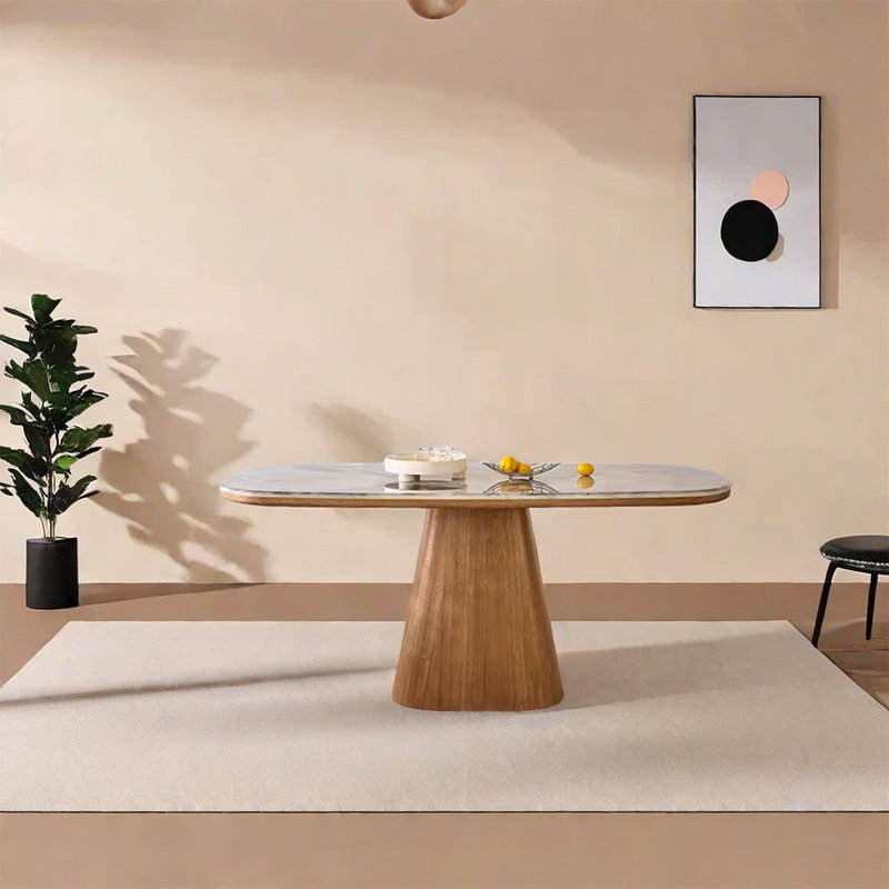 Modern Simple Family Dining Table Oval Dining Table, 29.52"H x 55.11"L x 31.49"W