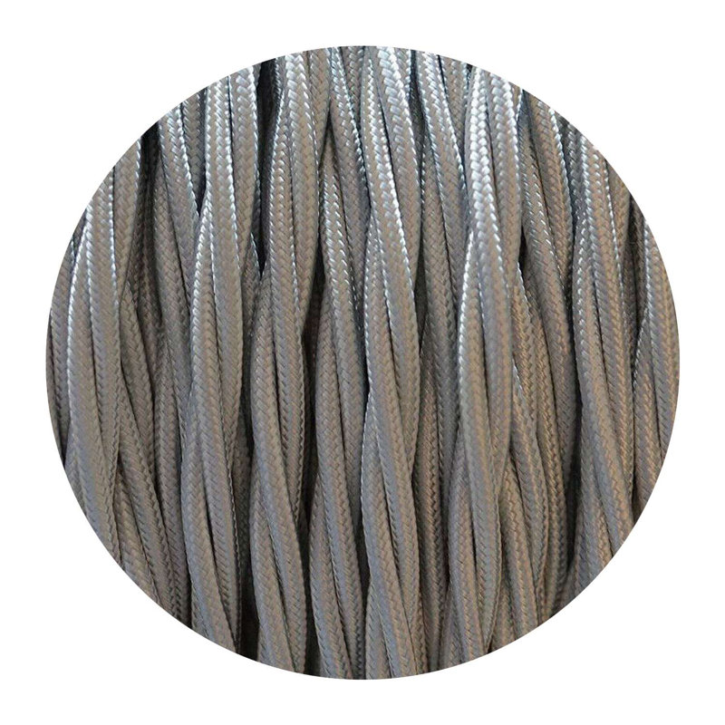 Arquan 2 Core Twisted Cable Fabric Flex Cord 0.75mm Braided Flexible Electrical UK Lighting Wire Cord / Cable, Grey
