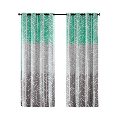 Chevron Print Total Blackout Curtain Panel With Thermal Technology For Maximum Privacy And Noise Reduction