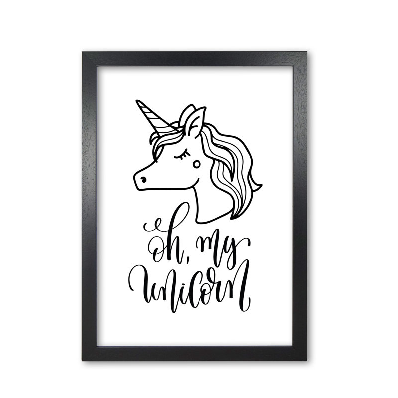Oh My Unicorn - Print, Black Grain Frame, 42 cm H x 30 cm W x 5 cm D