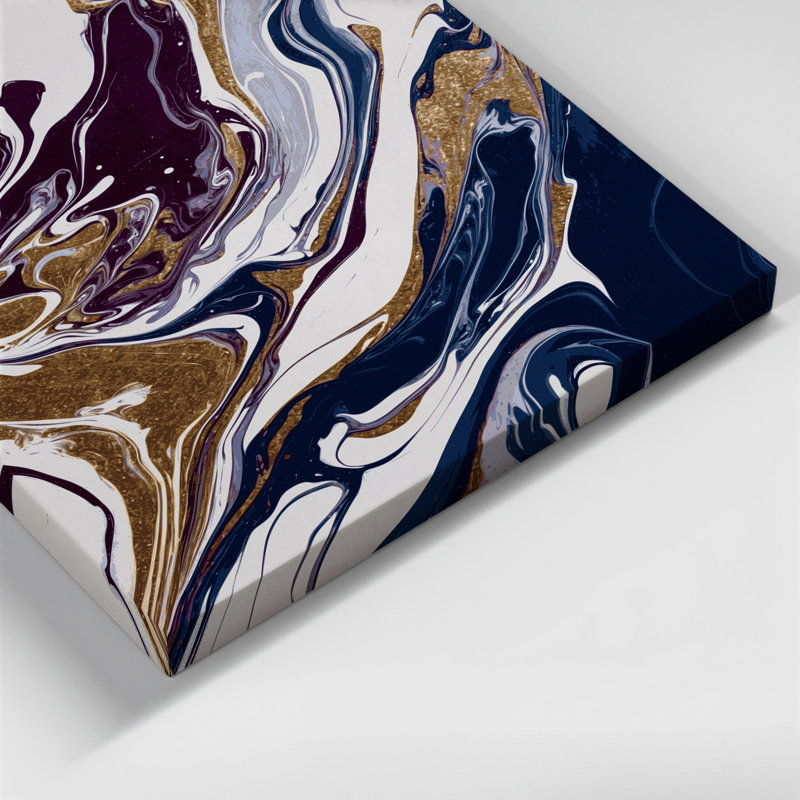 Abstrait art fluide sur toile grise 15, 10" H x 8" W