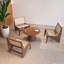 Chaise d'appoint moderne Mid-Century, méridienne en rotin pour le salon, fauteuil en bois de coin Boho pour chambre à coucher et balcon, noyer