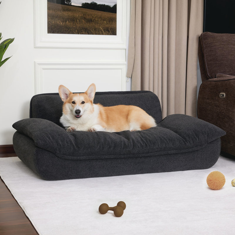 40.2” Width Dog Bed, Compression Dog Sofa Couch with Anti-Slip Pad, No Assembly Needed, Black