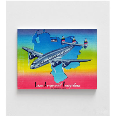 Linea Aeropostal Venezolana, la compagnie aérienne vénézuélienne par Retrotravel, affiche rétro sud-américaine, décor d'aérodrome rétro
