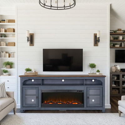 86 In Fireplace TV Stand For Tvs Up To 95 Inches, Corduroy Blue Finish