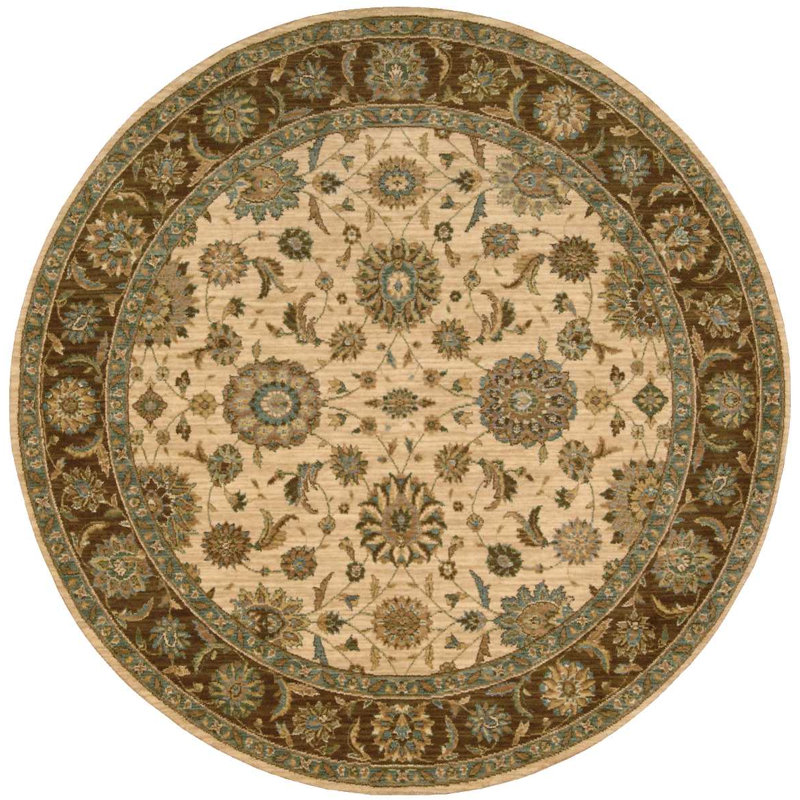 Crownover Wool Oriental Indoor Rug, Round 5'10"