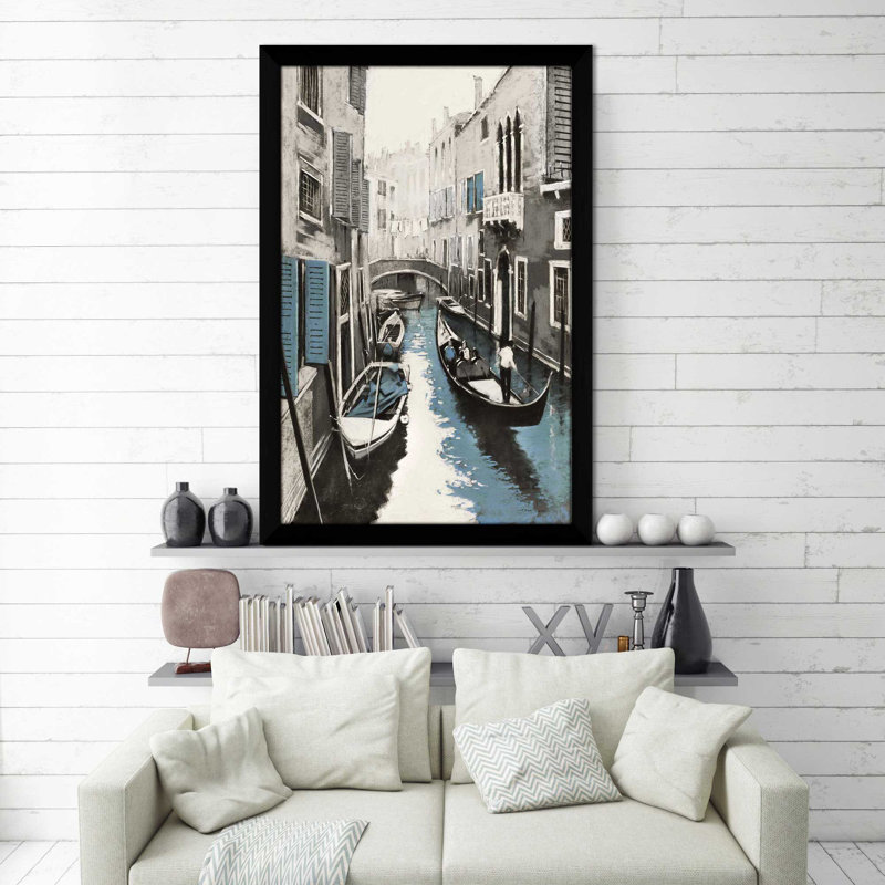 Venise II par - Peinture, Cadre noir, H 39,5 po x l 27,5 po x P 0,75 po
