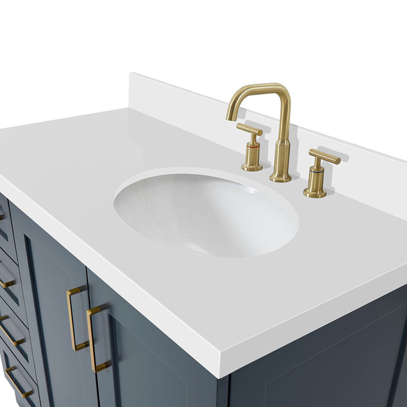 43 IN.  Single Bathroom Vanity, Midnight Blue, Rectangular, Right 