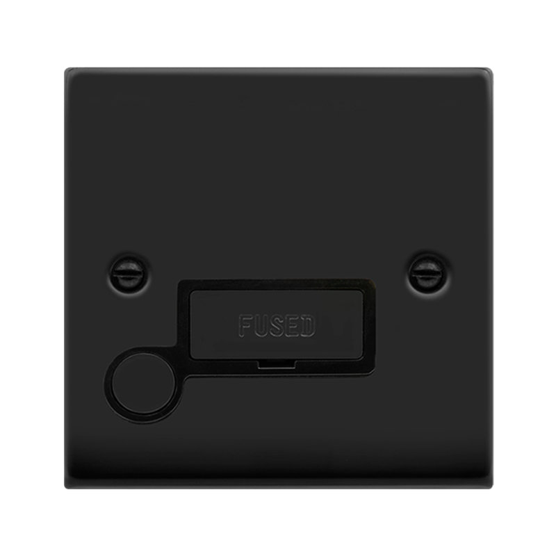 Matt Black 13A Fused Ingot Connection Unit With Flex