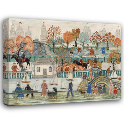 "Central Park" by  Charles Prendergast - Gallery Wrap Canvas Wall Art