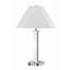Lampe de chevet en acier brossé de 71 cm de hauteur avec abat-jour trapézoïdal en lin blanc, 100 W, culot E26, 2 ports USB et 2 prises de courant