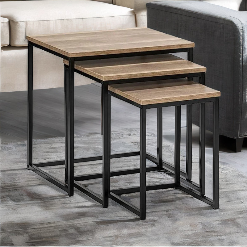 Dorrell 3-Piece Stackable Nesting Side Tables For Living Room End Sofa Side Table