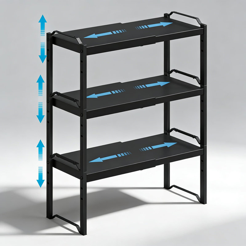 Organisateur de tablettes d'armoire extensible et empilable