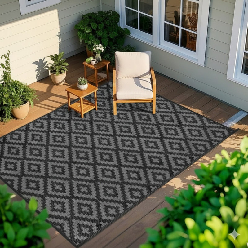 Tapis d'extérieur réversible imperméable 4 x 6 pour terrasse de camping